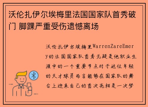 沃伦扎伊尔埃梅里法国国家队首秀破门 脚踝严重受伤遗憾离场